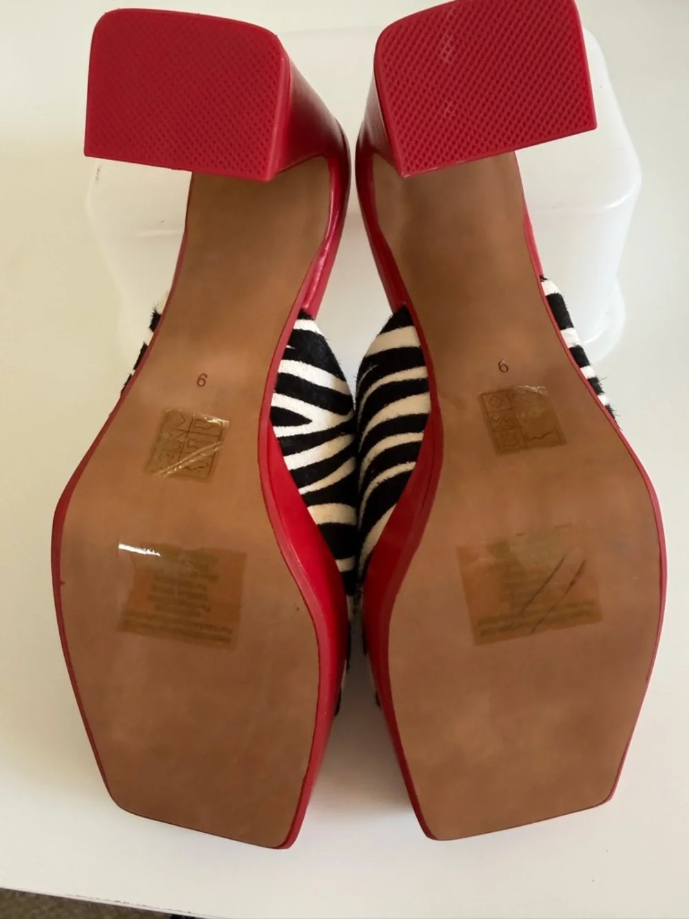 Jeffrey Campbell Red Mules with Black-and-White Zebra Strap | Size 9 | NWOT - Picture 6 of 13